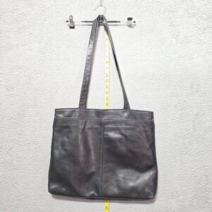 Francesco Biasia Large‎ Tote Shoulder Bag Purse Black Leather 4 compartments